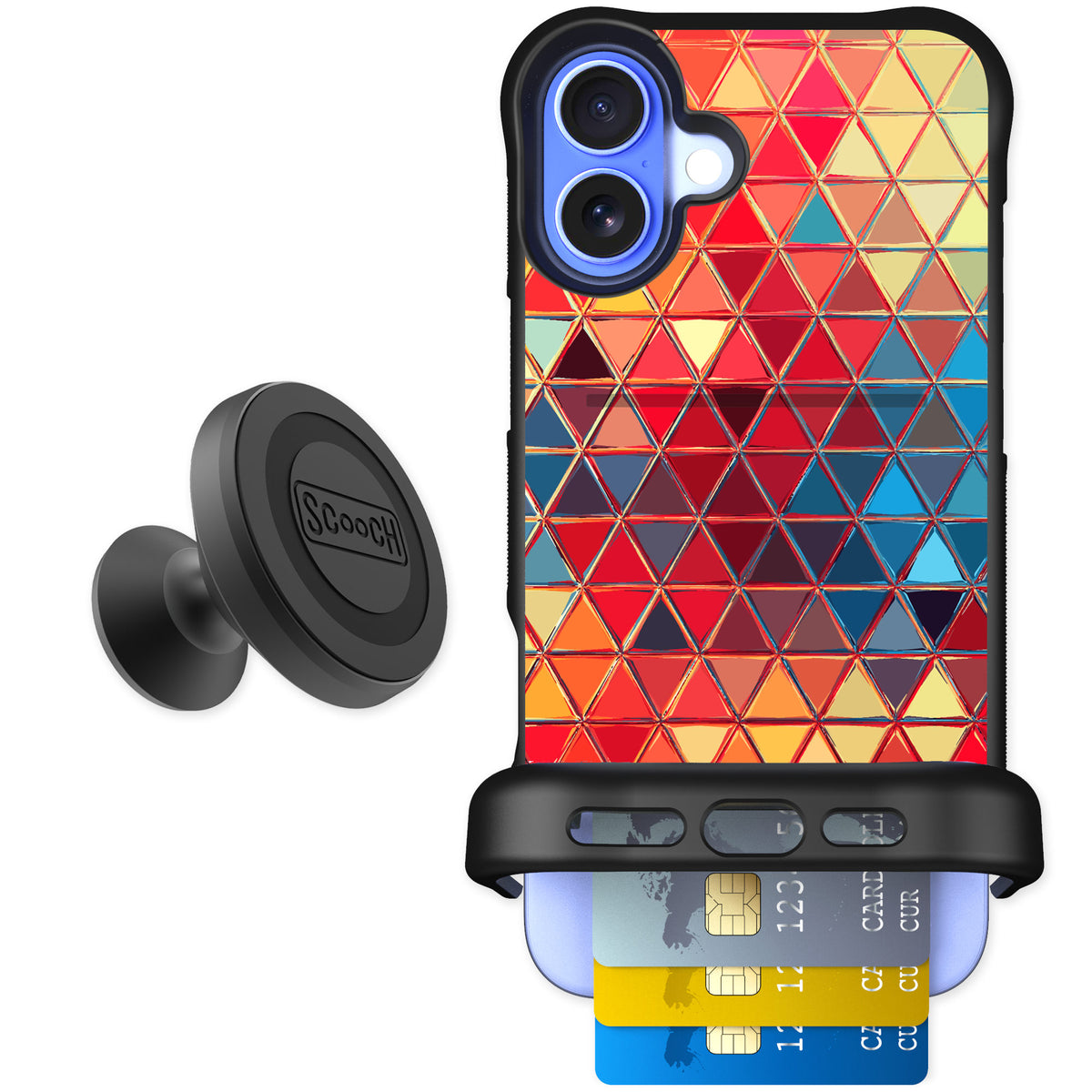 Scooch Wingmate Festive Glass for iPhone 16 Plus — Starter Bundle