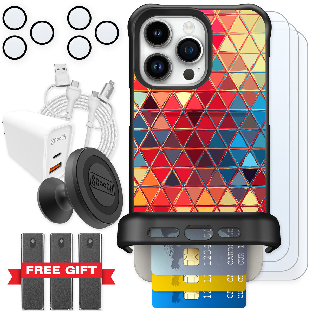 Scooch Wingmate Festive Glass for iPhone 15 Pro Max — Ultimate Bundle