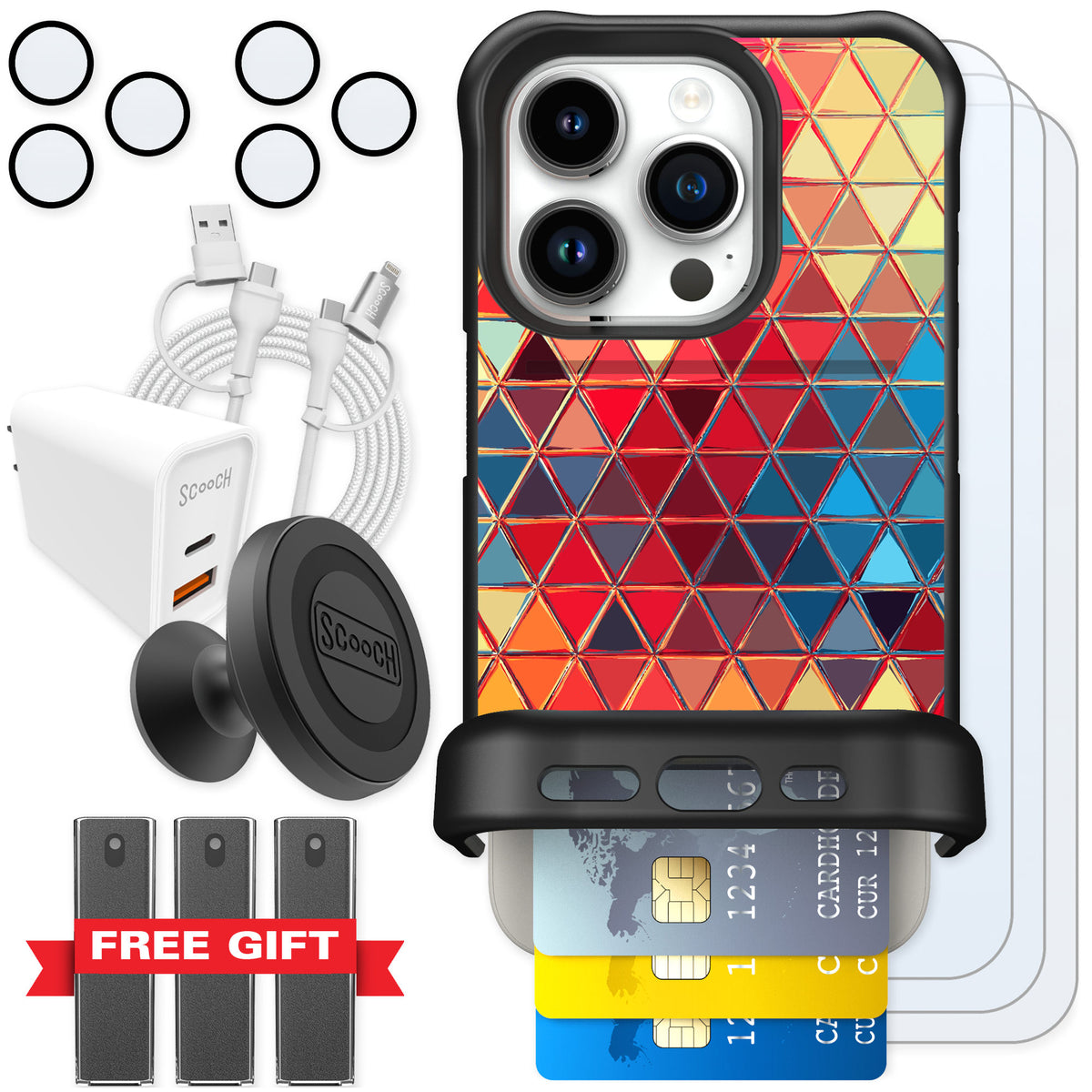 Scooch Wingmate Festive Glass for iPhone 15 Pro — Ultimate Bundle