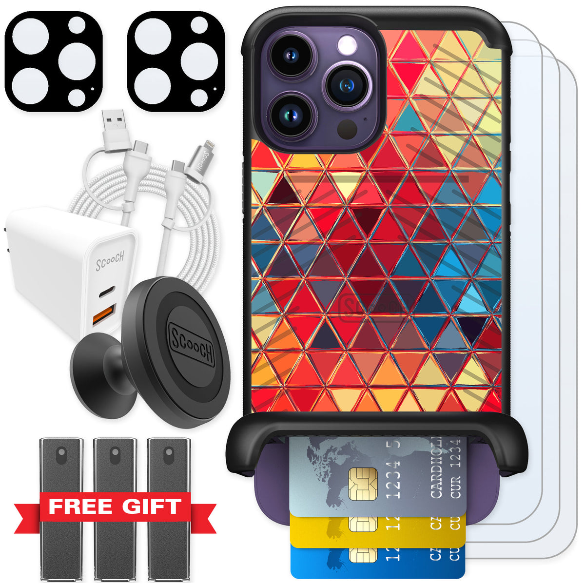 Scooch Wingmate Festive Glass for iPhone 14 Pro Max — Ultimate Bundle