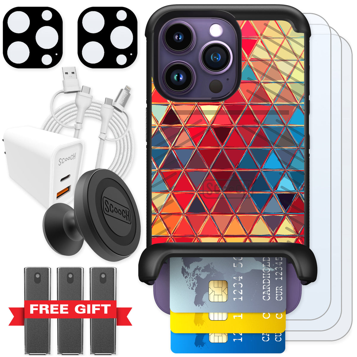 Scooch Wingmate Festive Glass for iPhone 14 Pro — Ultimate Bundle
