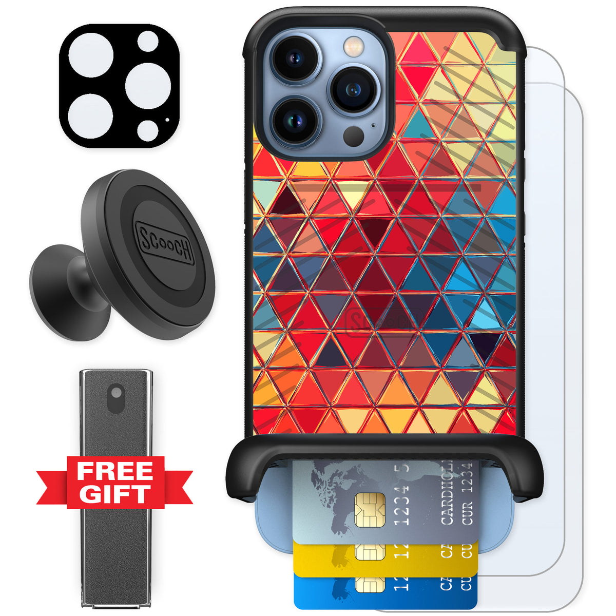 Scooch Wingmate Festive Glass for iPhone 13 Pro Max — Defender Bundle