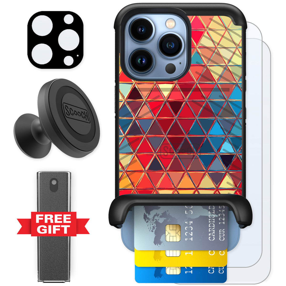 Scooch Wingmate Festive Glass for iPhone 13 Pro — Defender Bundle