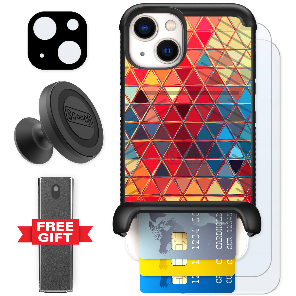 Scooch Wingmate Festive Glass for iPhone 13 — Defender Bundle