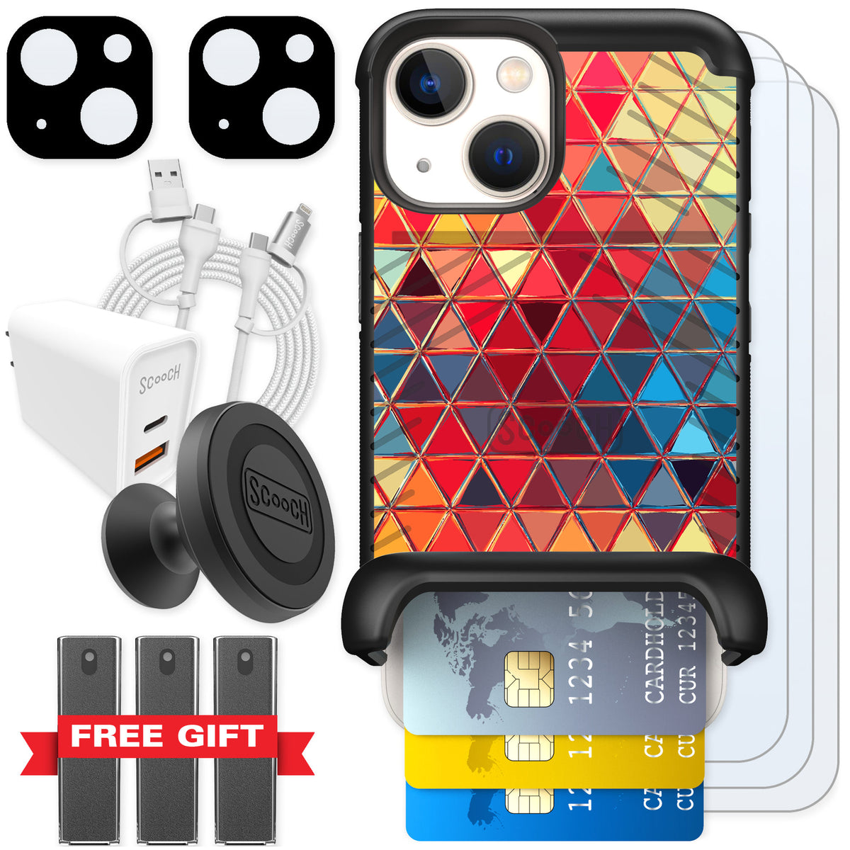 Scooch Wingmate Festive Glass for iPhone 13 mini — Ultimate Bundle