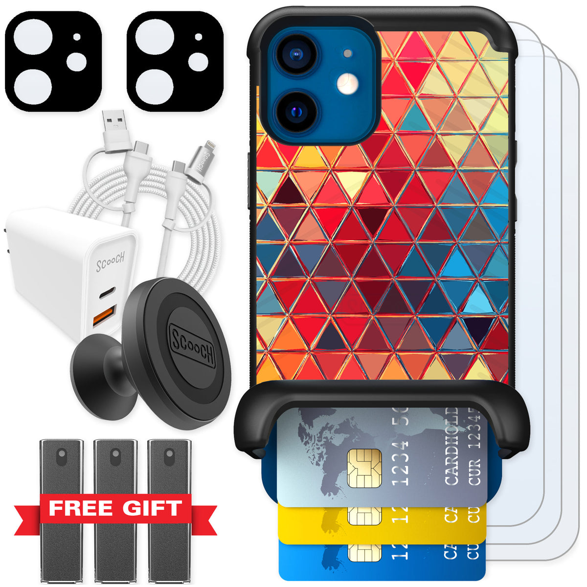 Scooch Wingmate Festive Glass for iPhone 12 mini — Ultimate Bundle
