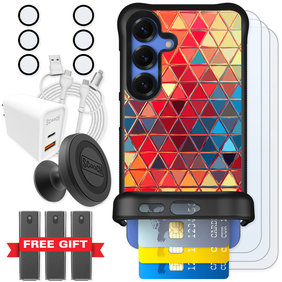 Scooch Wingmate Festive Glass for Galaxy S25 — Ultimate Bundle