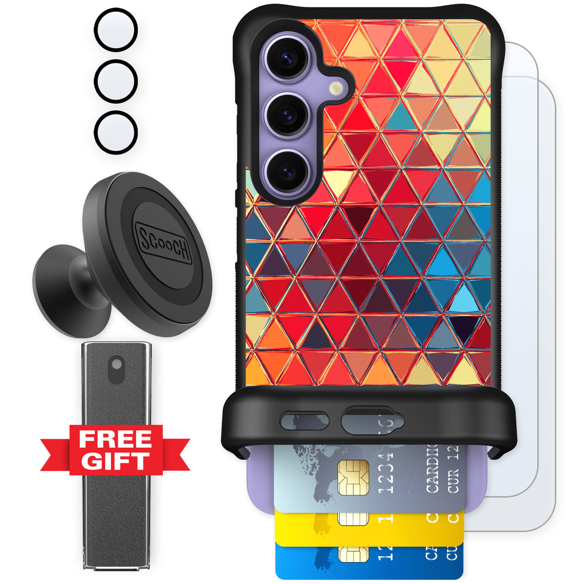 Scooch Wingmate Festive Glass for Galaxy S24 — Defender Bundle