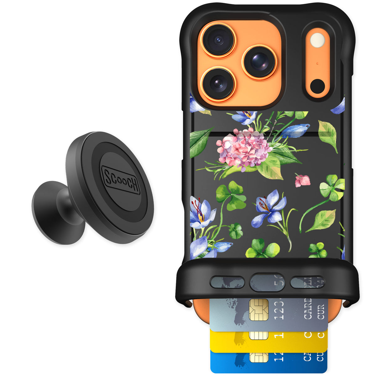 Scooch Wingmate Lucky Hydrangea for iPhone 17 Pro — Starter Bundle
