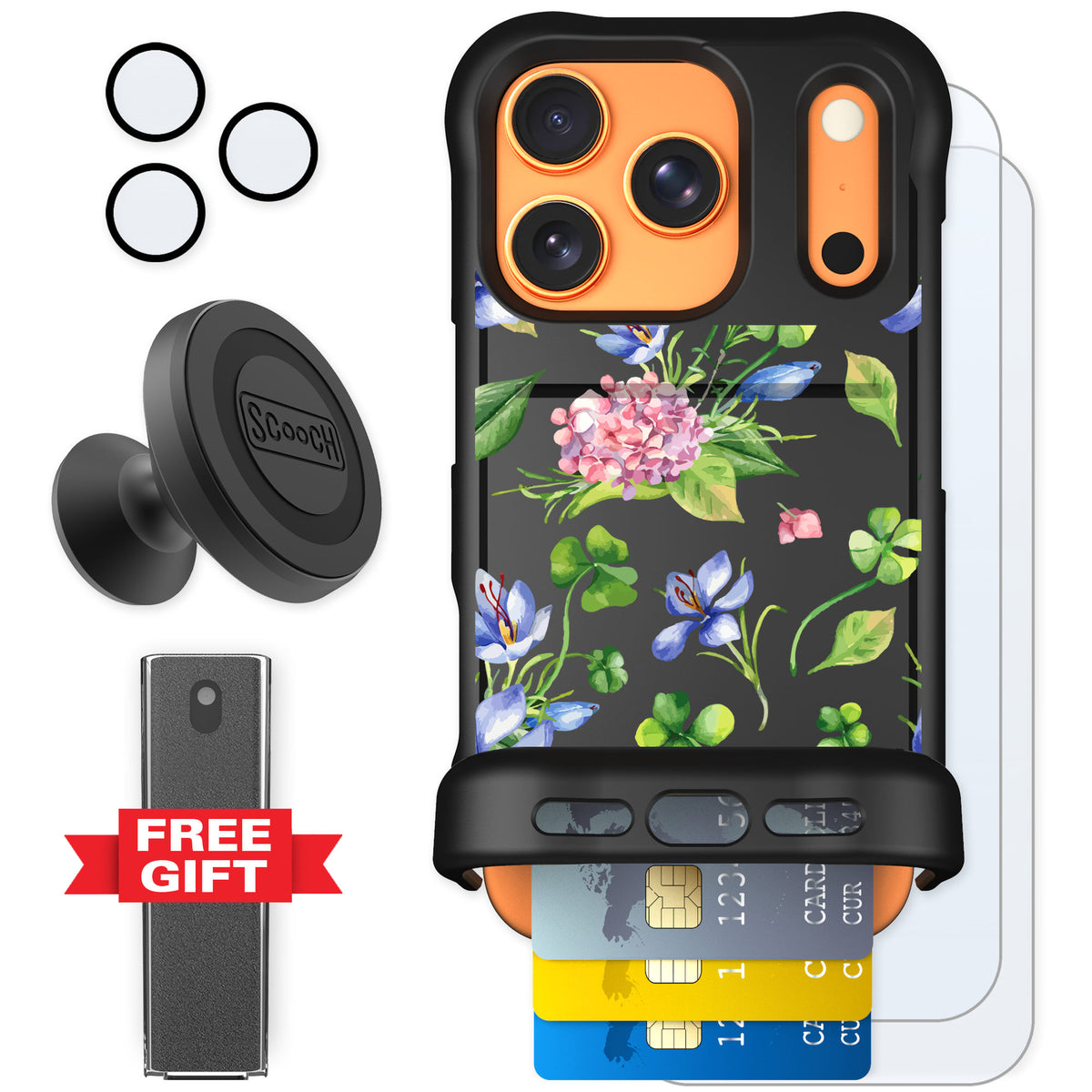 Scooch Wingmate Lucky Hydrangea for iPhone 17 Pro — Defender Bundle