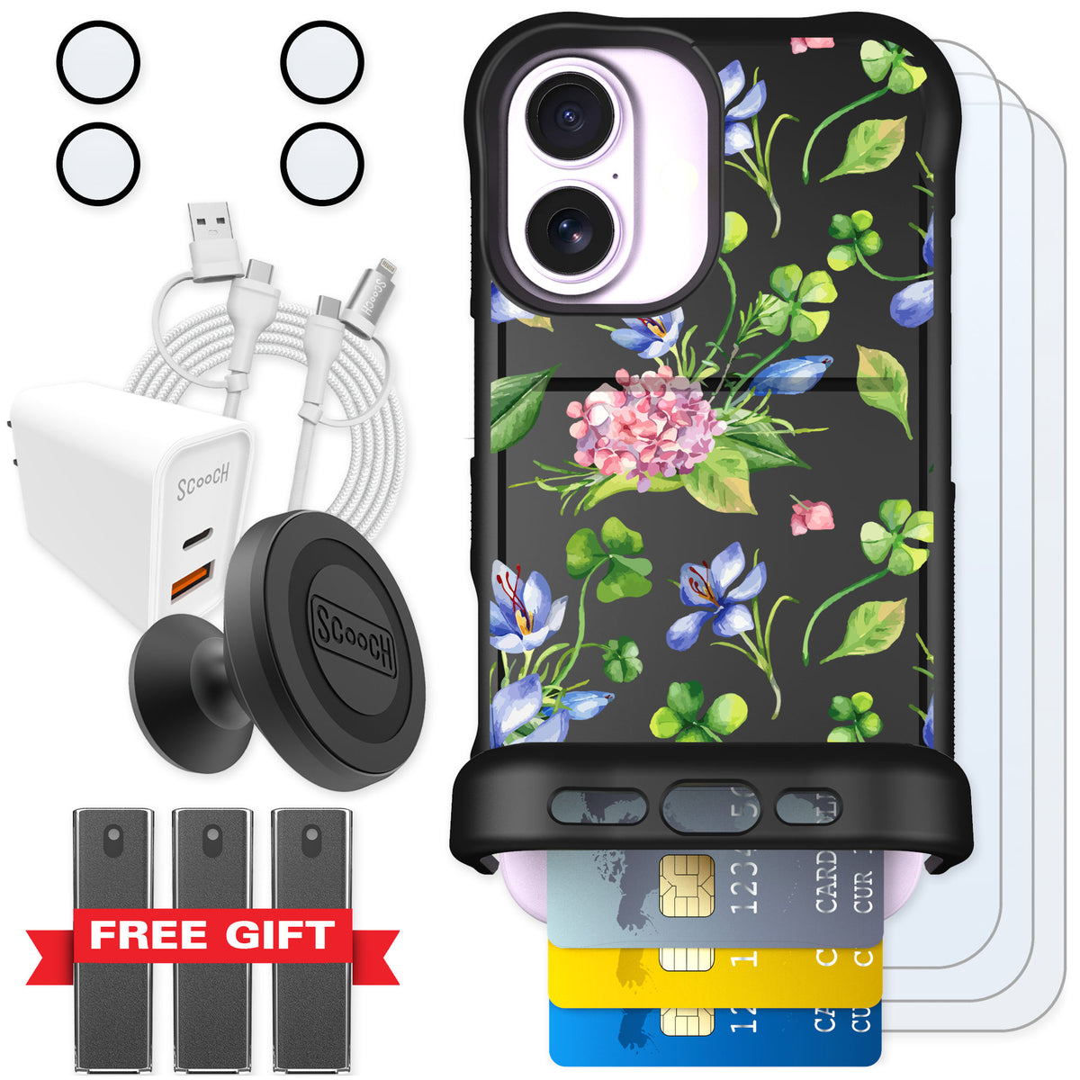 Scooch Wingmate Lucky Hydrangea for iPhone 17 — Ultimate Bundle