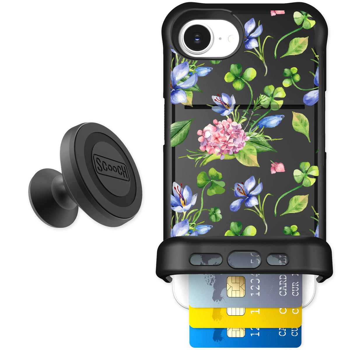 Scooch Wingmate Lucky Hydrangea for iPhone 17e — Starter Bundle
