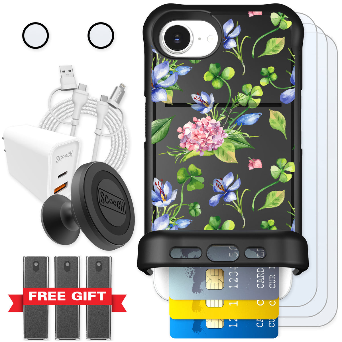 Scooch Wingmate Lucky Hydrangea for iPhone 17e — Ultimate Bundle