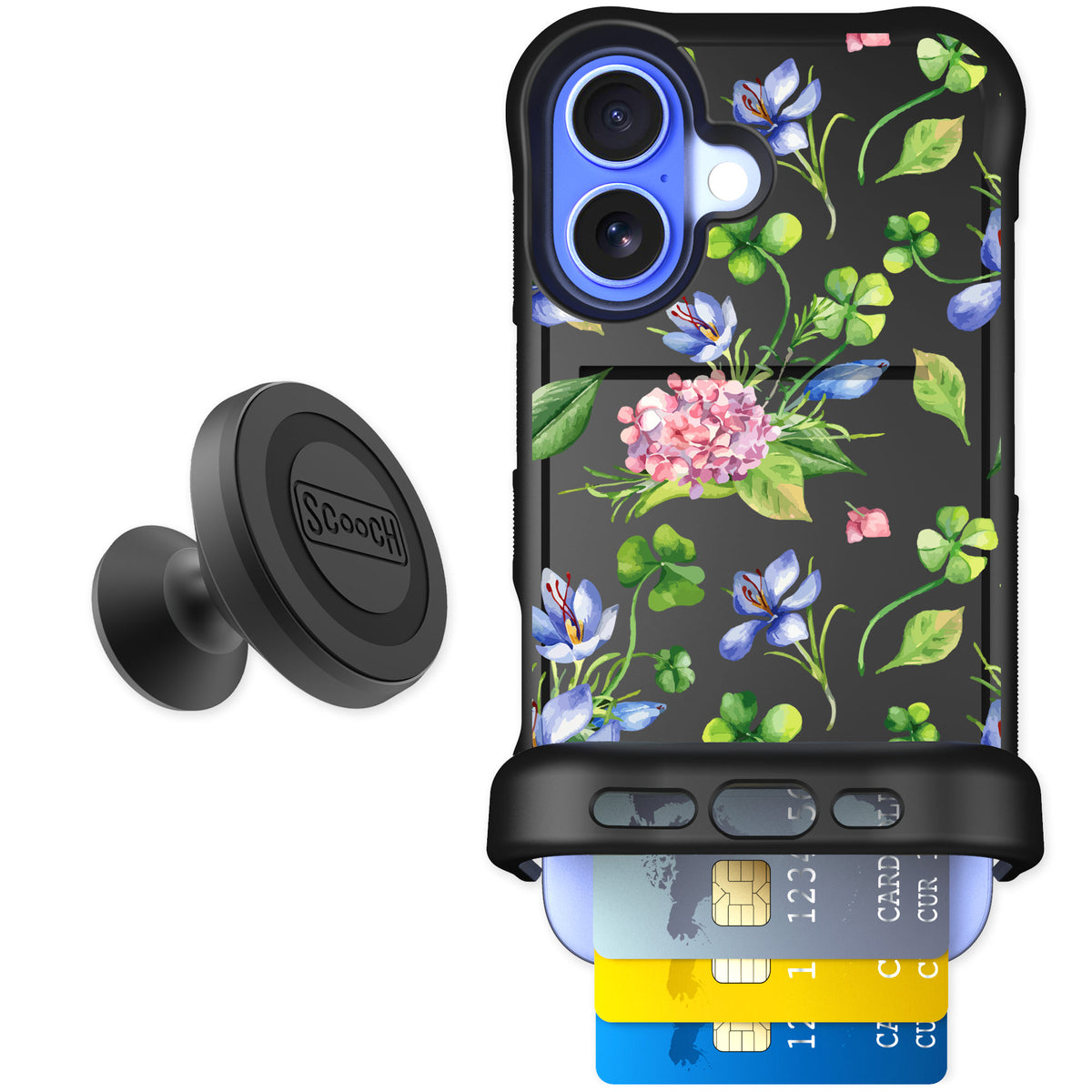 Scooch Wingmate Lucky Hydrangea for iPhone 16 — Starter Bundle