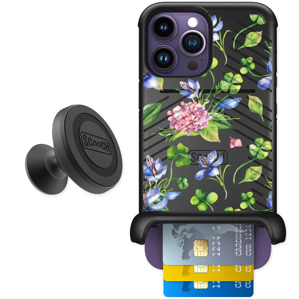 Scooch Wingmate Lucky Hydrangea for iPhone 14 Pro Max — Starter Bundle