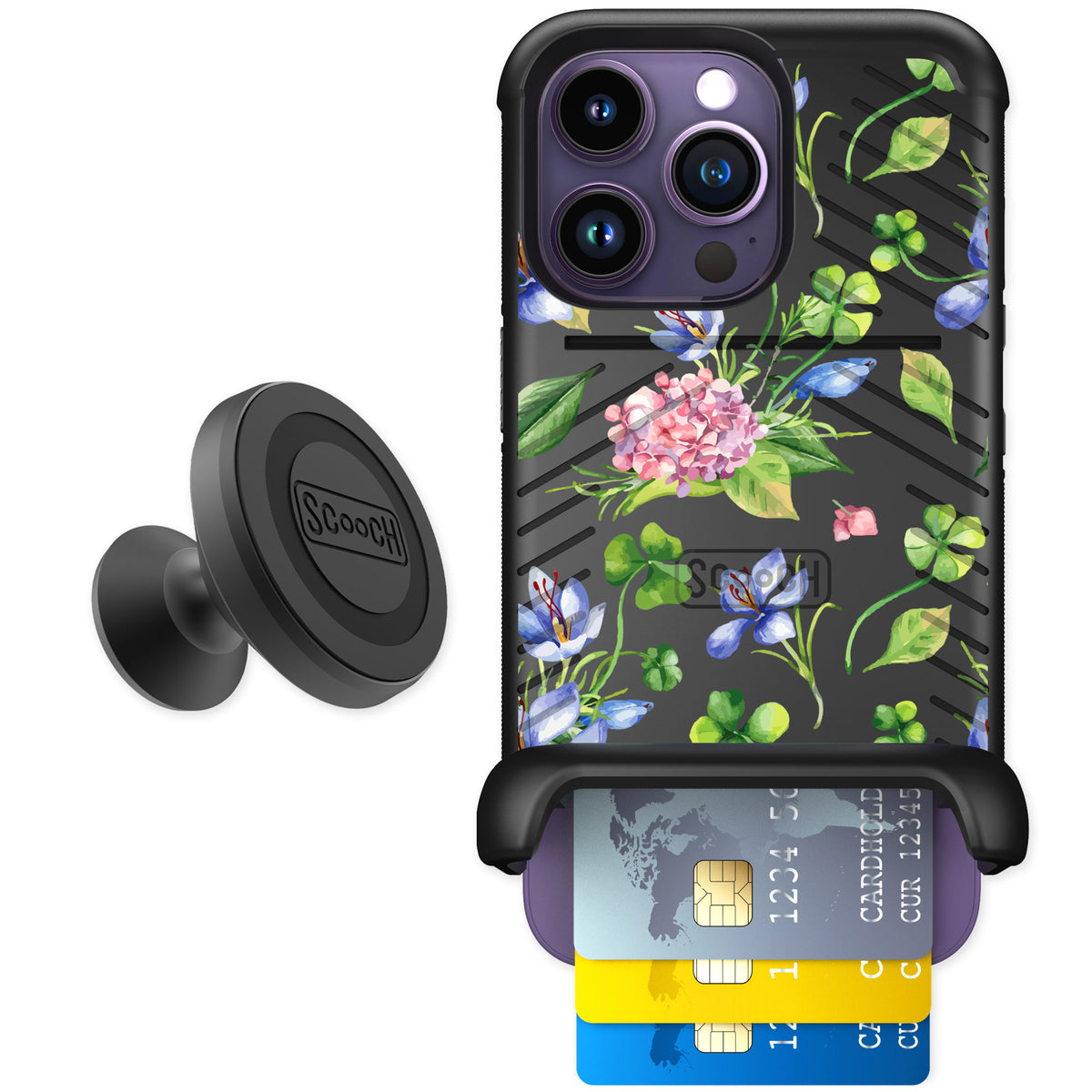Scooch Wingmate Lucky Hydrangea for iPhone 14 Pro — Starter Bundle