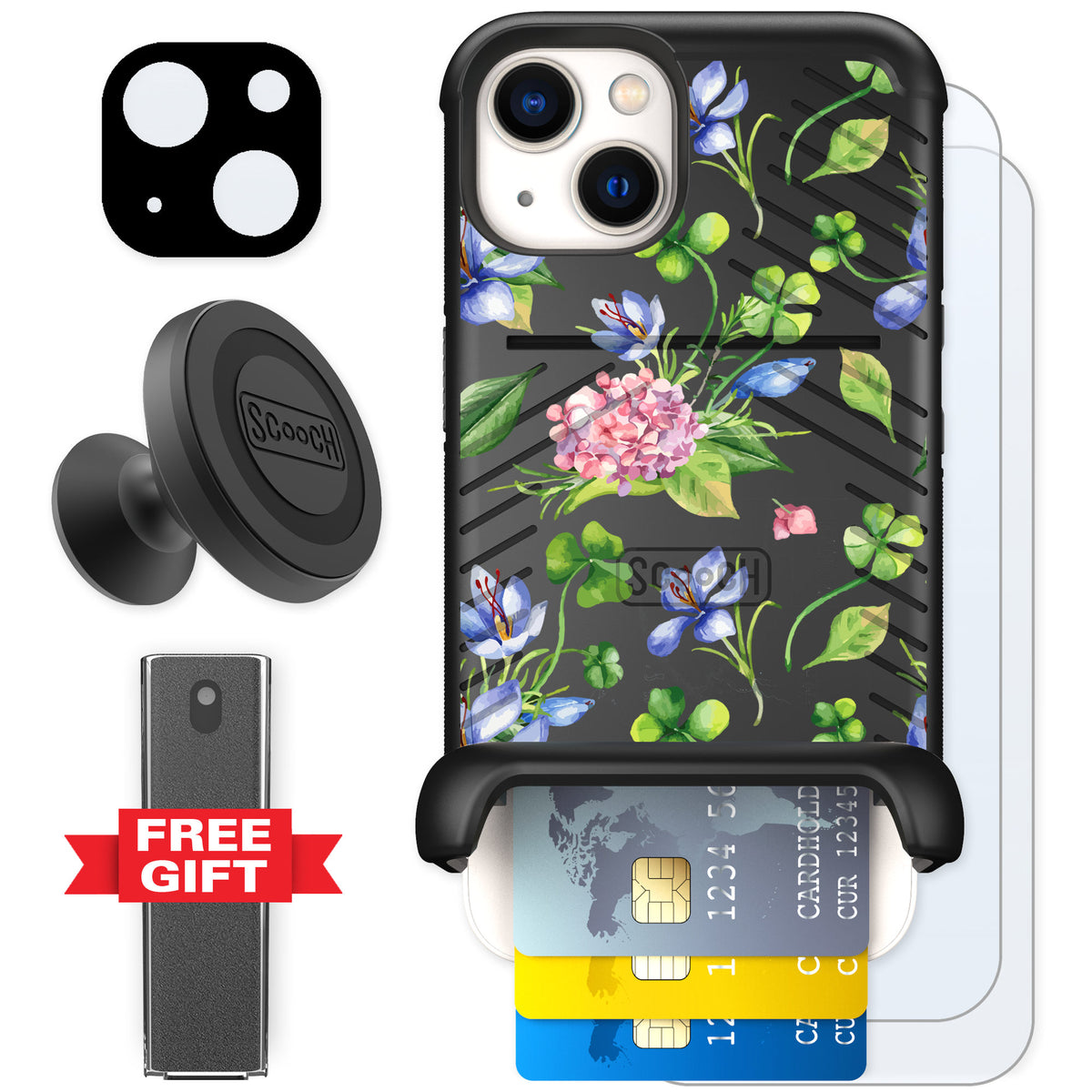 Scooch Wingmate Lucky Hydrangea for iPhone 13 — Defender Bundle