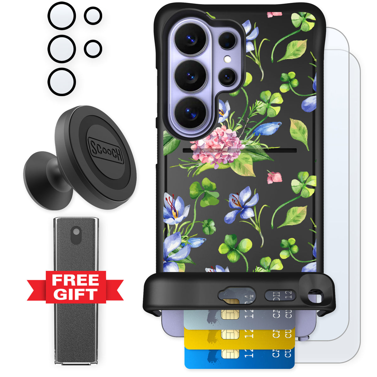 Scooch Wingmate Lucky Hydrangea for Galaxy S26 Ultra — Defender Bundle