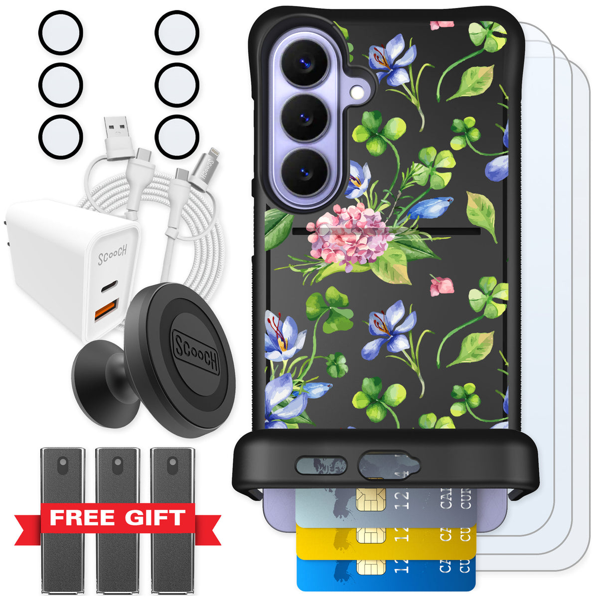 Scooch Wingmate Lucky Hydrangea for Galaxy S26+ — Ultimate Bundle