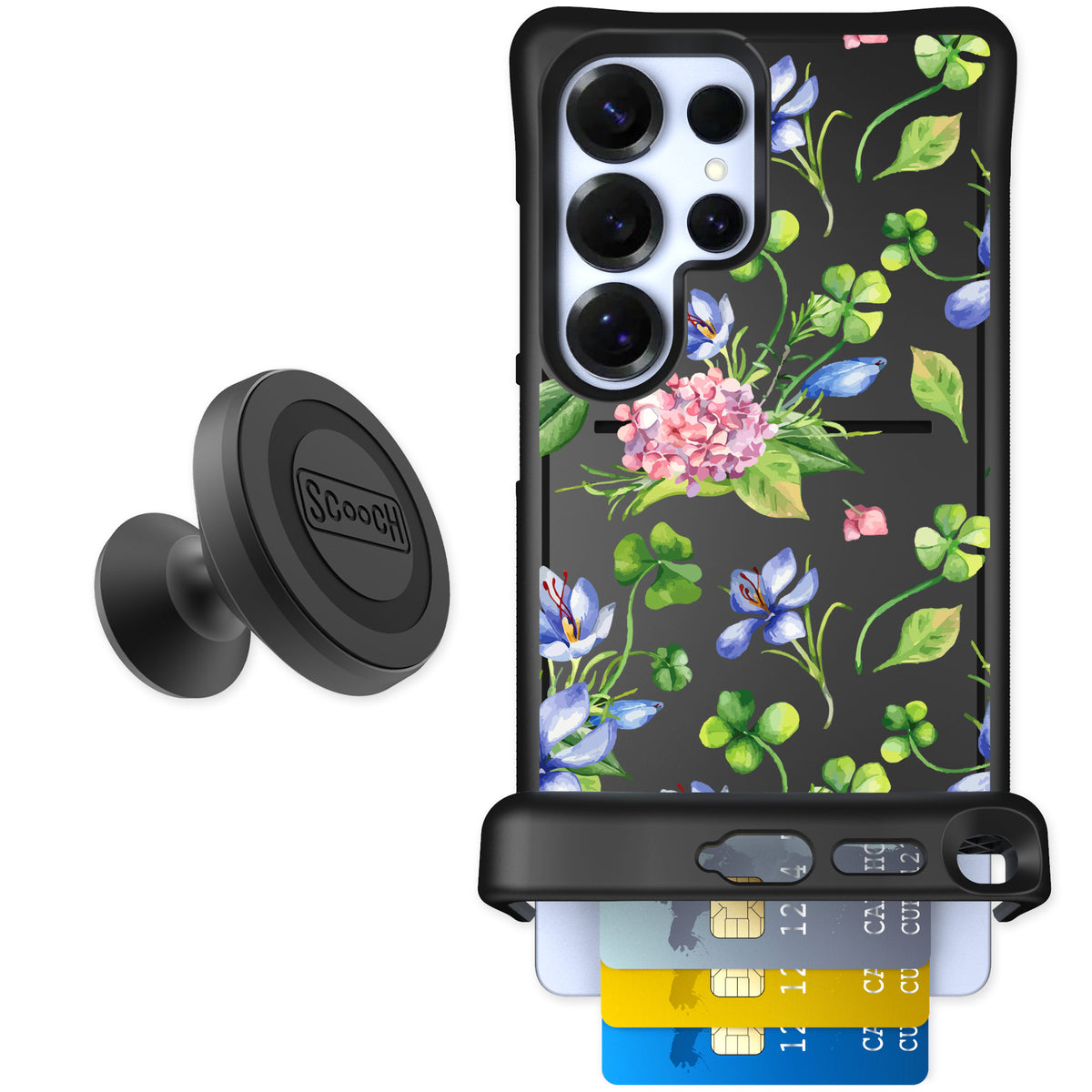 Scooch Wingmate Lucky Hydrangea for Galaxy S25 Ultra — Starter Bundle