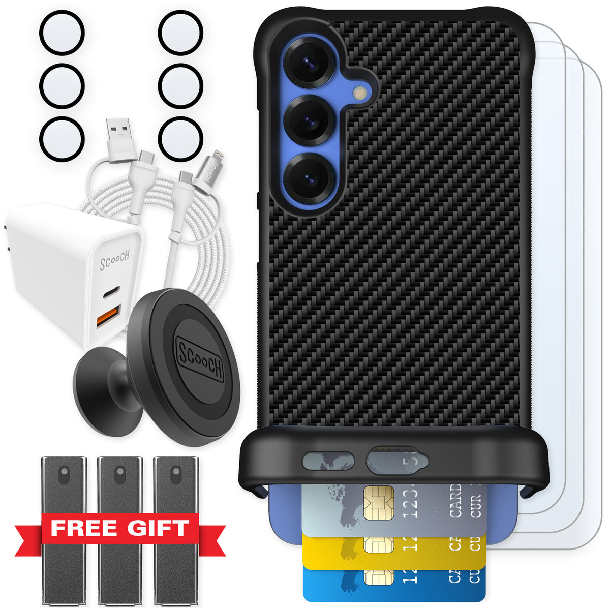 Scooch Wingmate Carbon Fiber for Galaxy S25+ — Ultimate Bundle