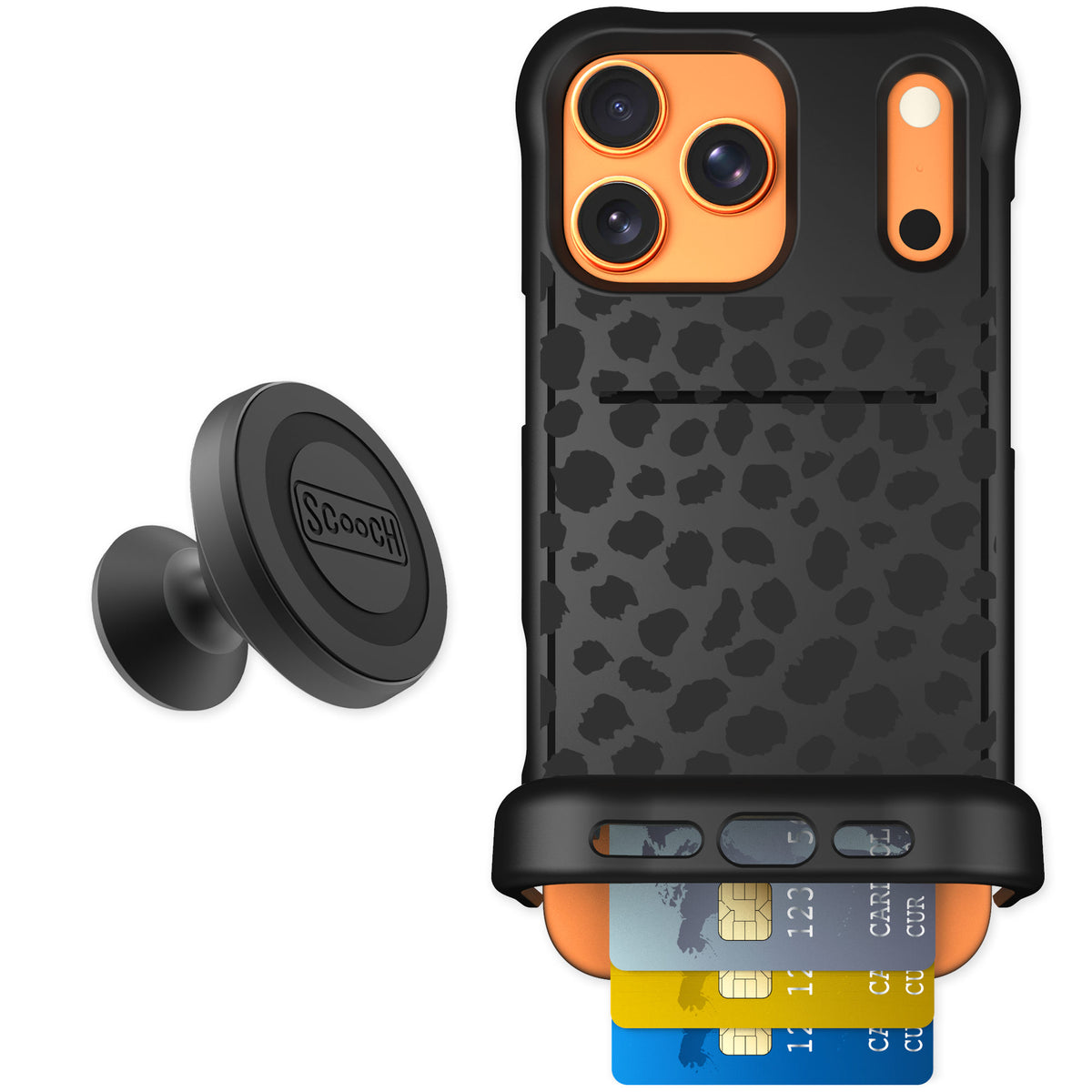 Scooch Wingmate Black Leopard for iPhone 17 Pro Max β Starter Bundle