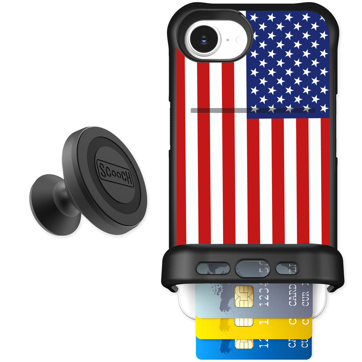 Scooch Wingmate Stars And Stripes for iPhone 17e β Starter Bundle