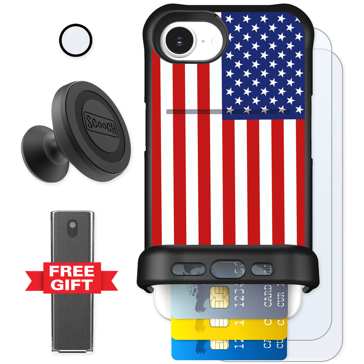 Scooch Wingmate Stars And Stripes for iPhone 17e β Defender Bundle