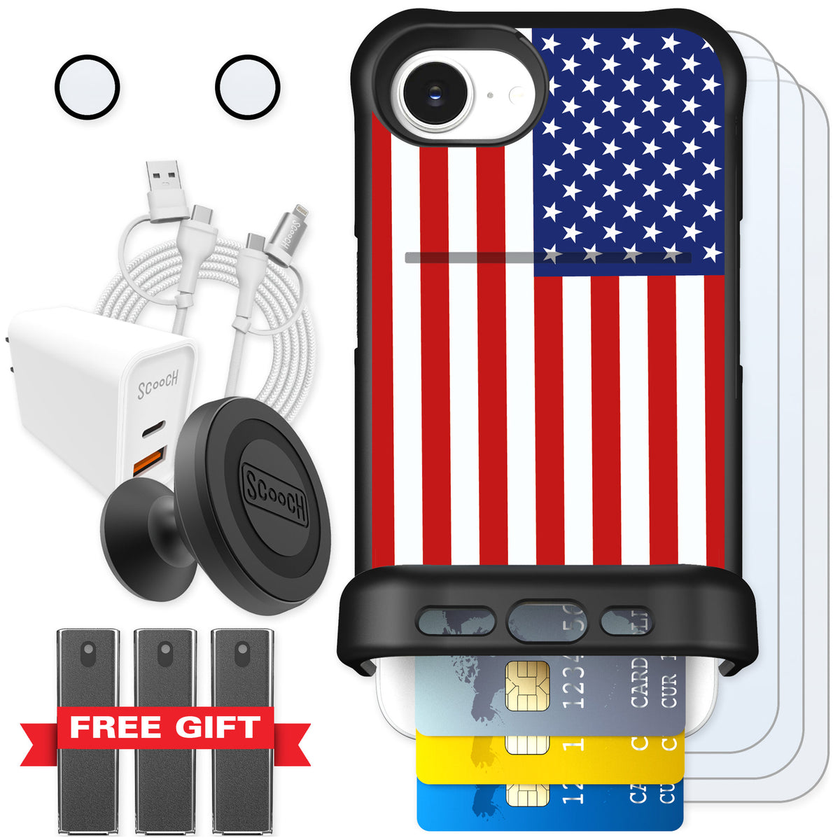 Scooch Wingmate Stars And Stripes for iPhone 17e β Ultimate Bundle