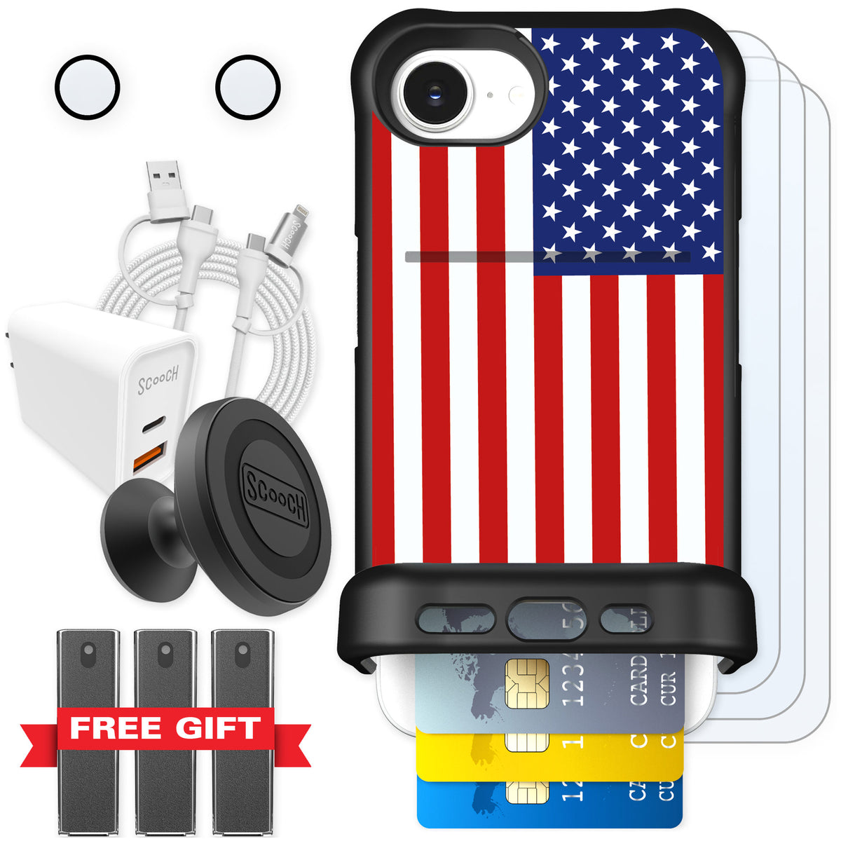 Scooch Wingmate Stars And Stripes for iPhone 16e β Ultimate Bundle