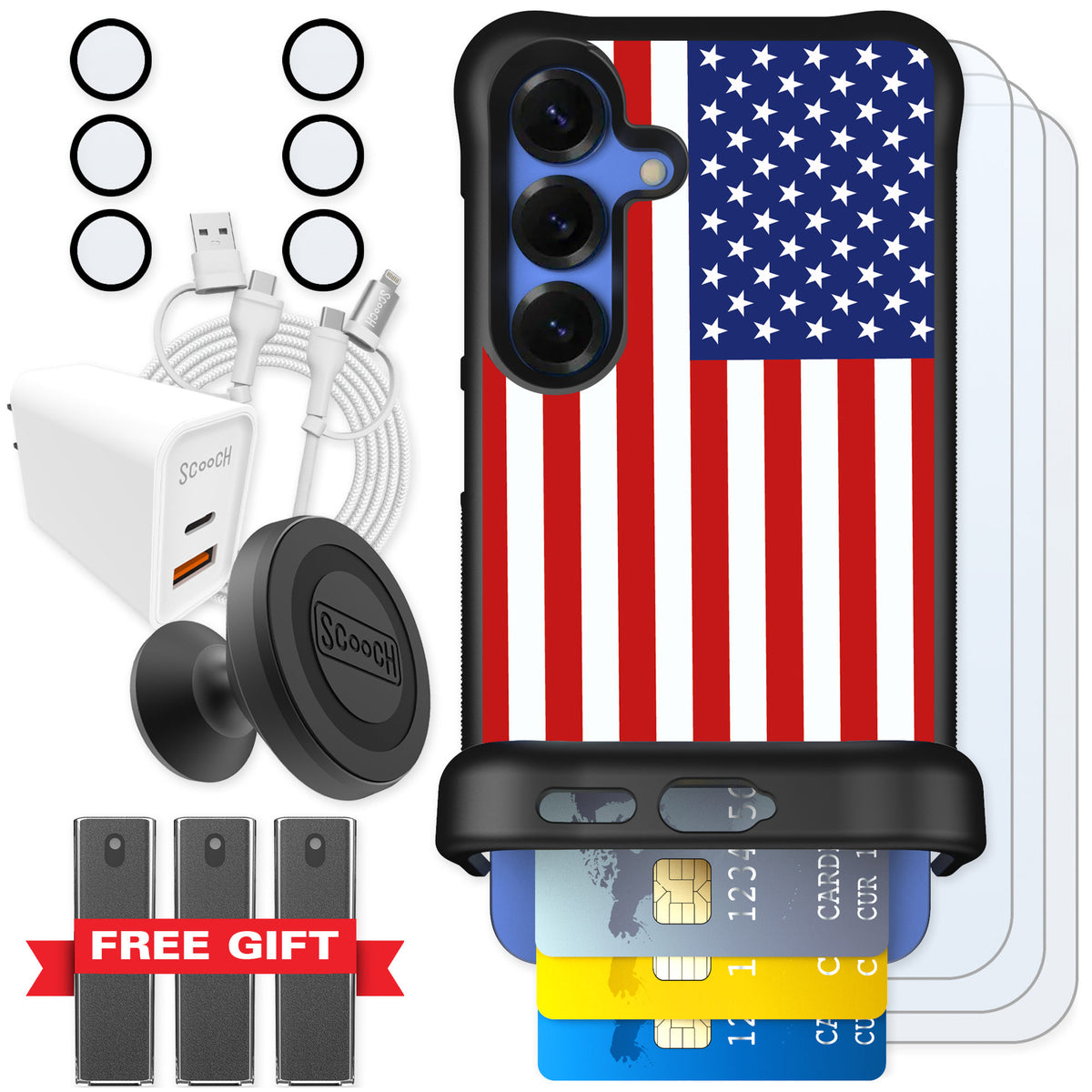 Scooch Wingmate Stars And Stripes for Galaxy S25 β Ultimate Bundle