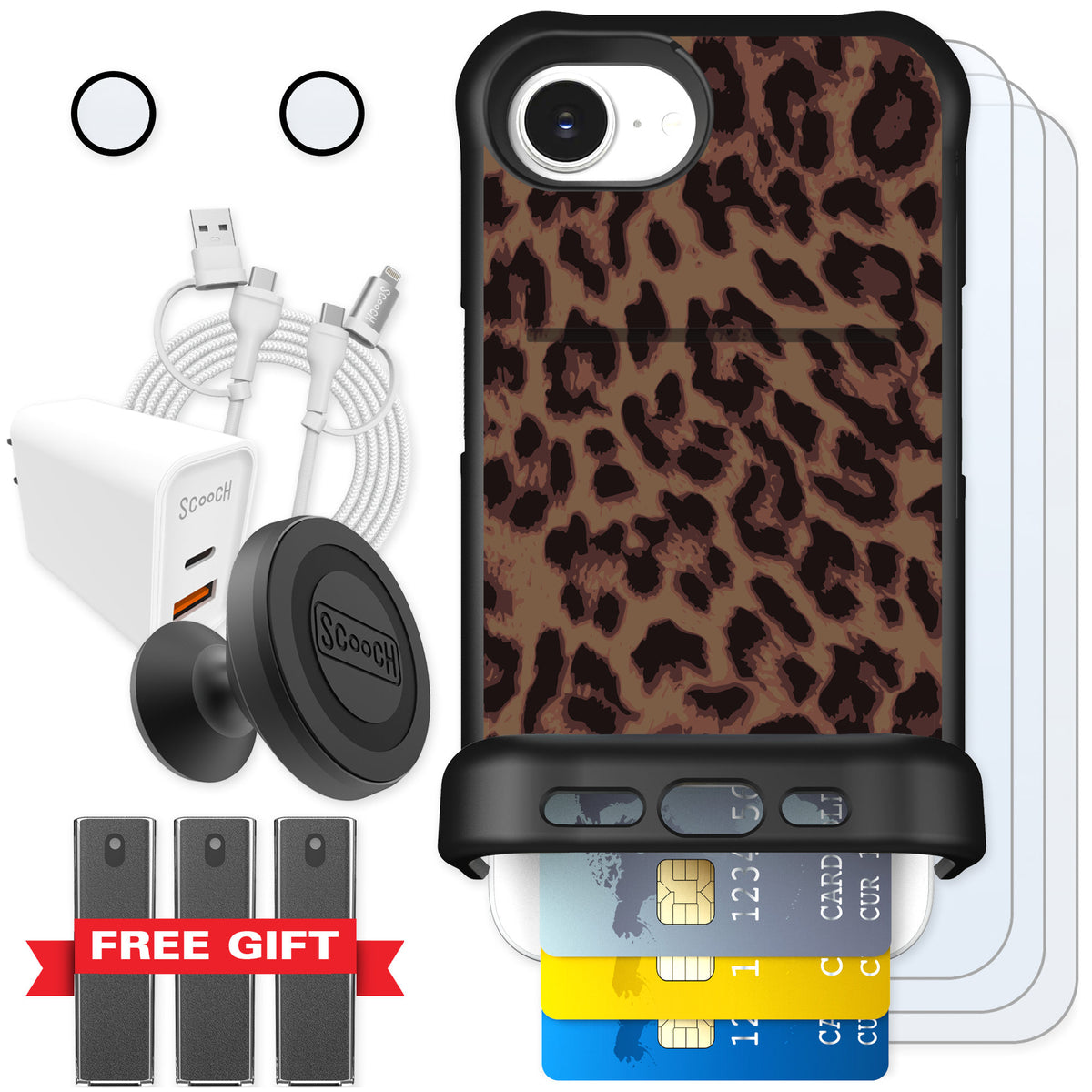 Scooch Wingmate Luxe Leopard for iPhone 17e — Ultimate Bundle