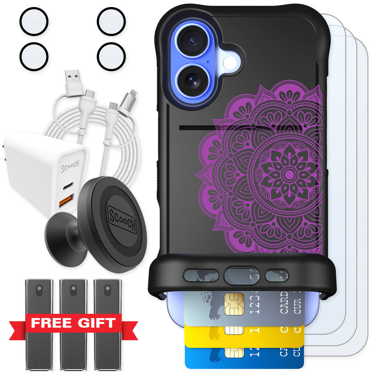 Scooch Wingmate Mandala Dreams for iPhone 16 — Ultimate Bundle