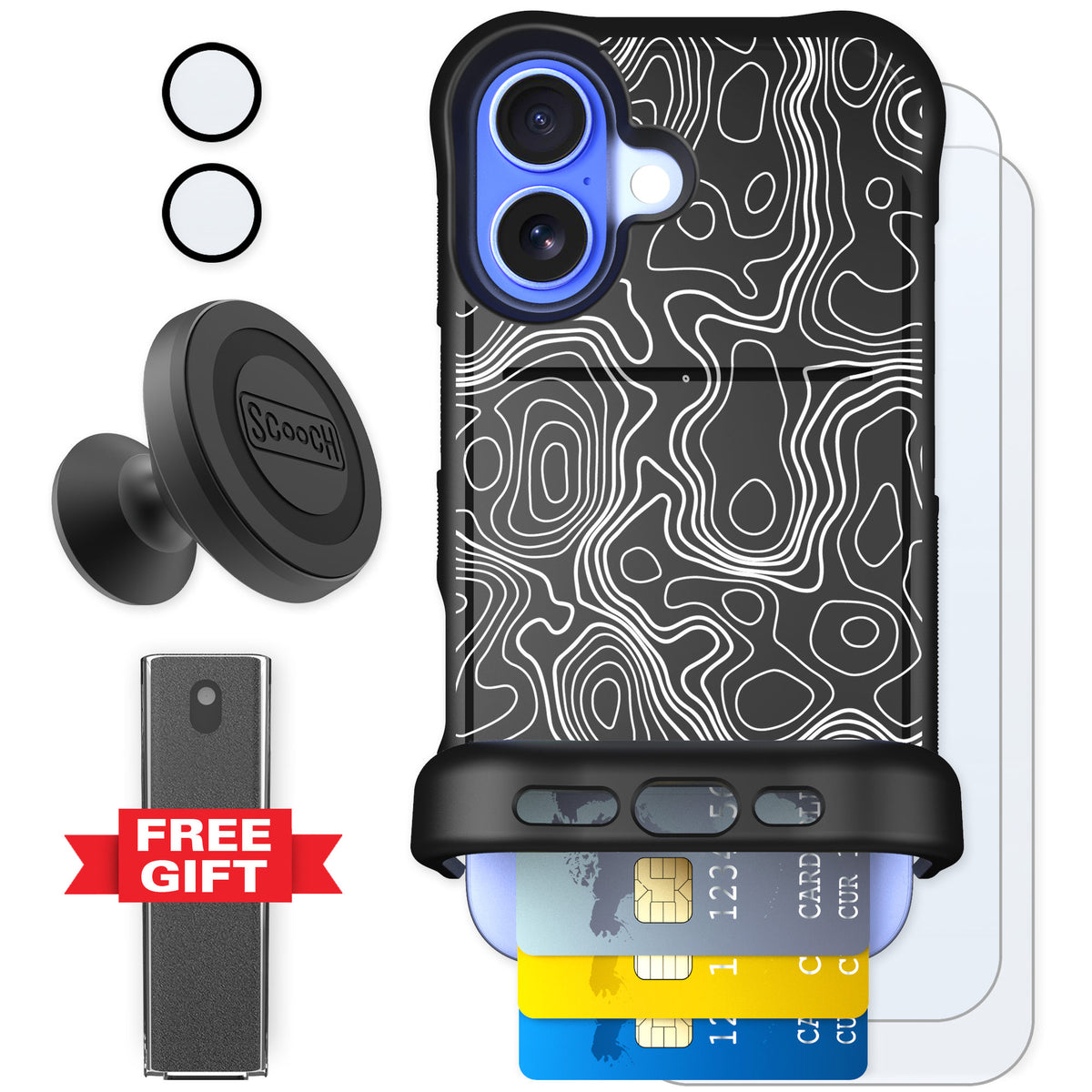 Scooch Wingmate Topography for iPhone 16 — Defender Bundle
