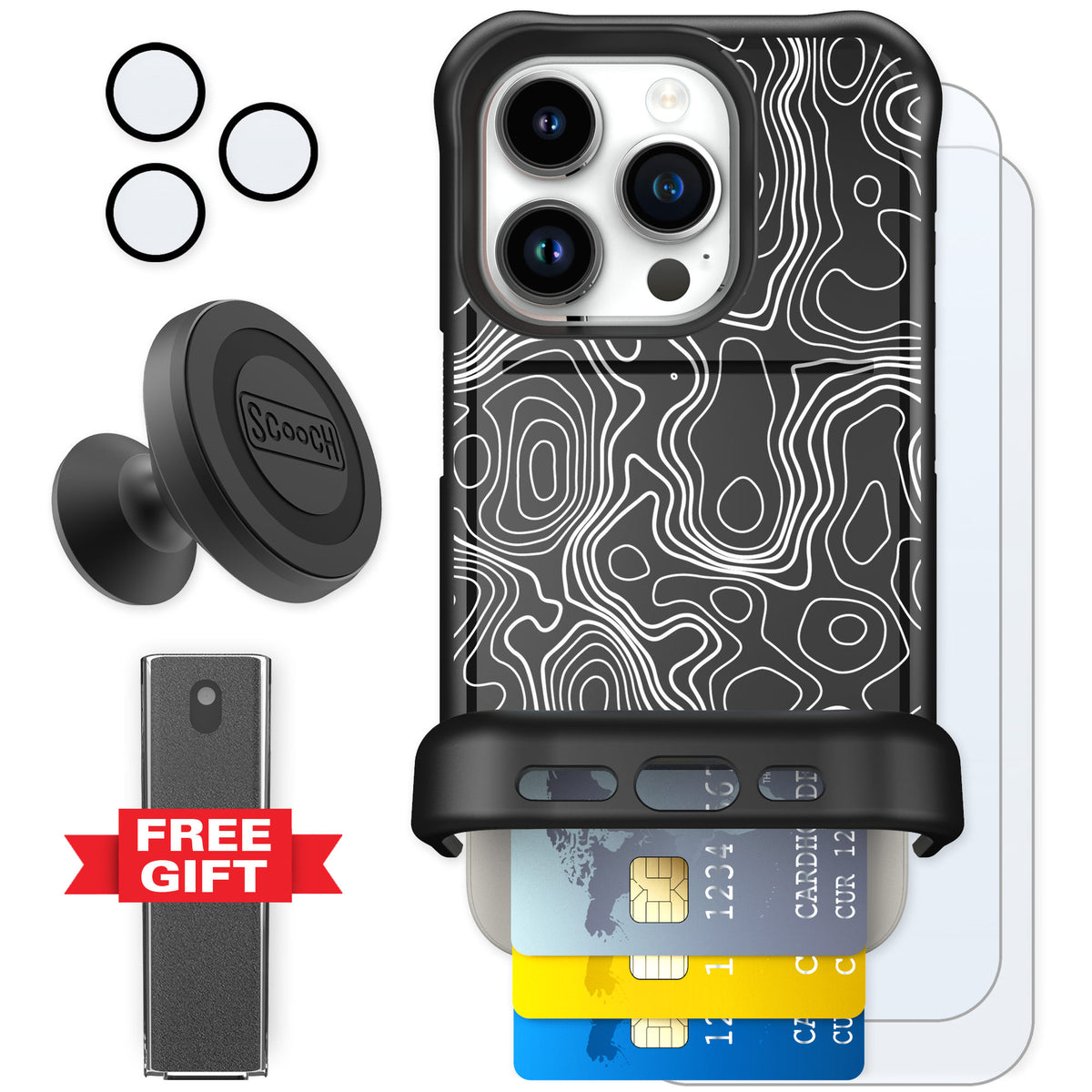 Scooch Wingmate Topography for iPhone 15 Pro — Defender Bundle