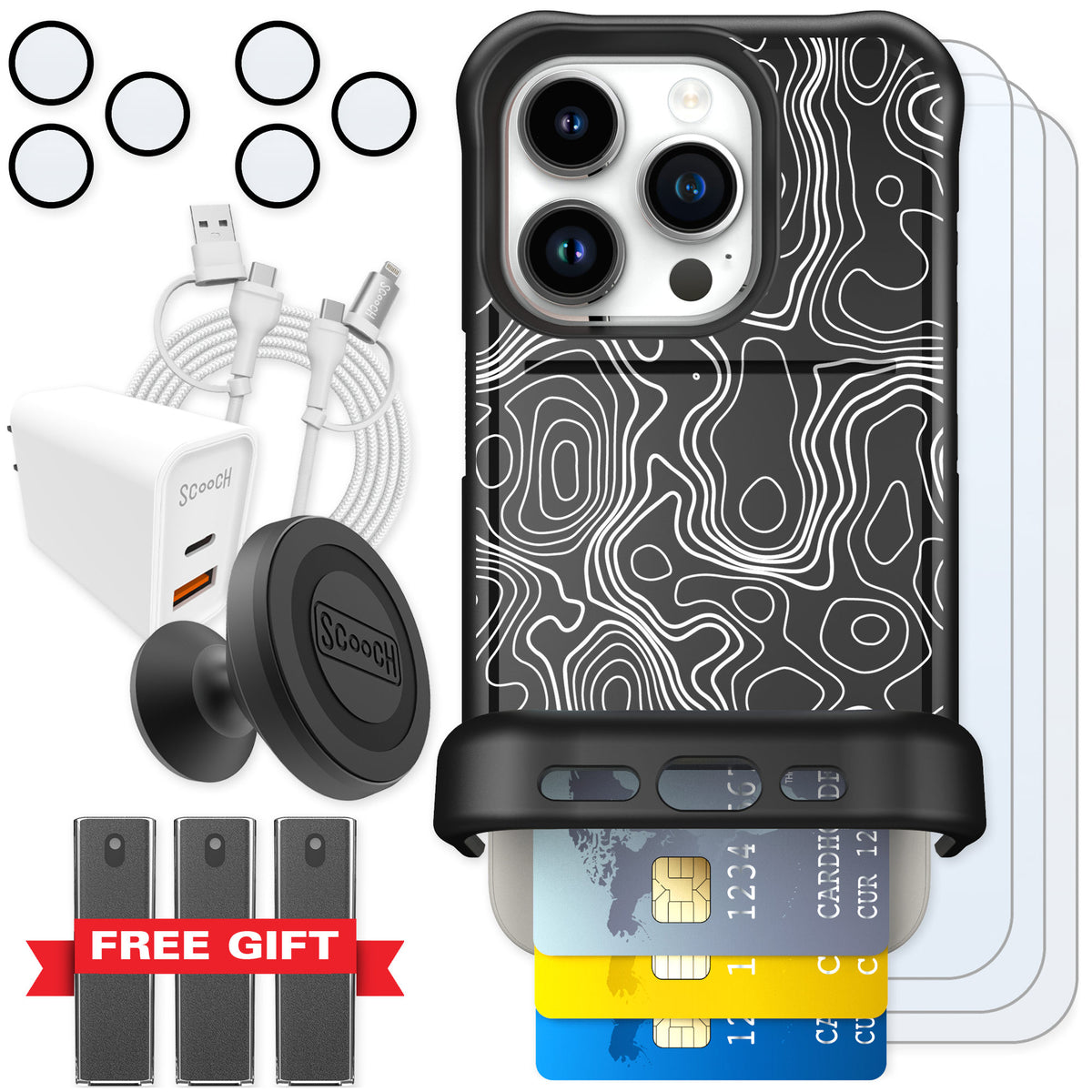 Scooch Wingmate Topography for iPhone 15 Pro — Ultimate Bundle