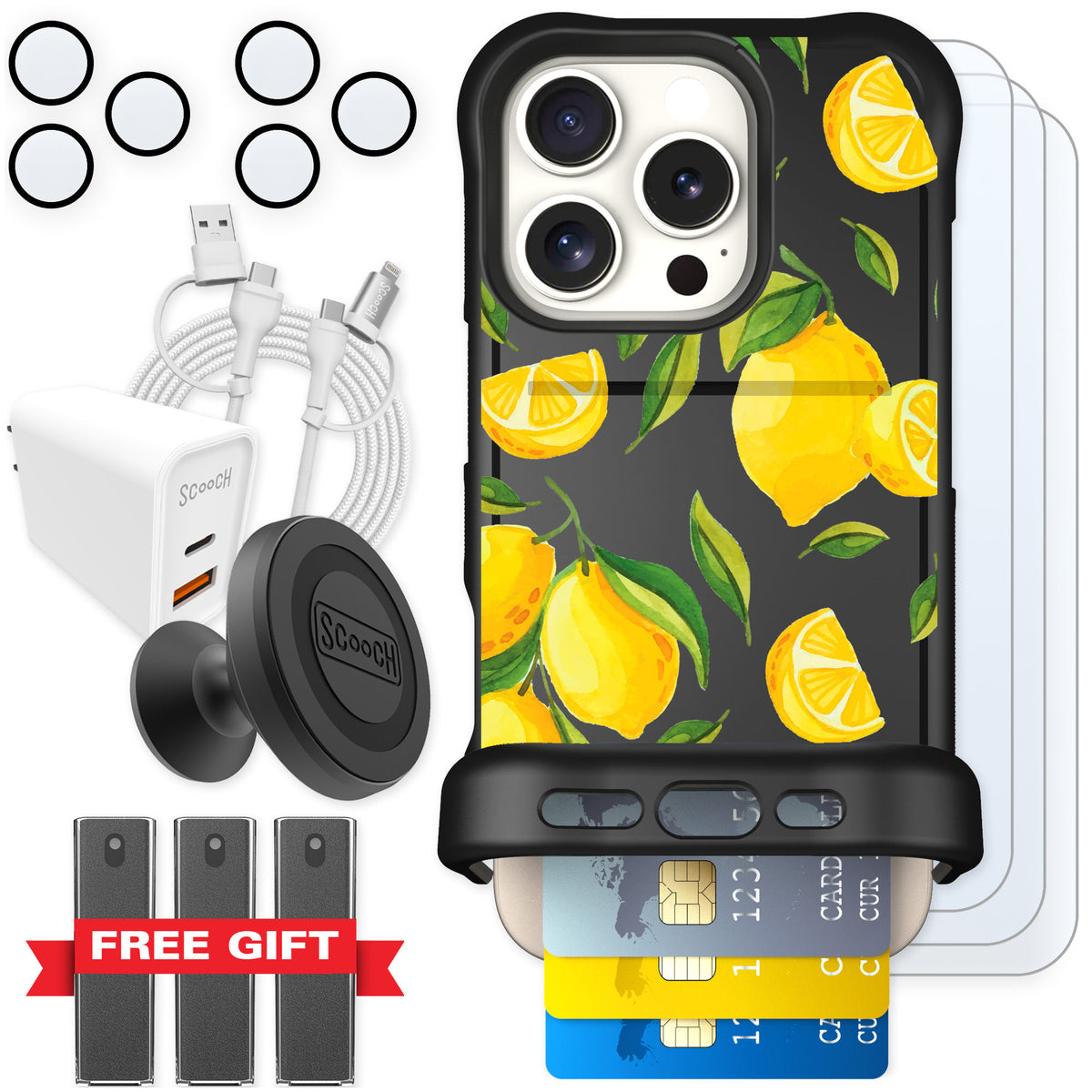 Scooch Wingmate Amalfi Lemons for iPhone 16 Pro — Ultimate Bundle