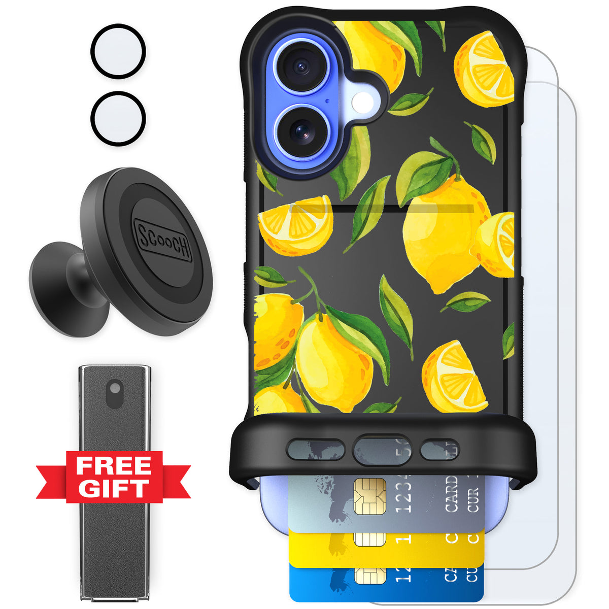 Scooch Wingmate Amalfi Lemons for iPhone 16 — Defender Bundle