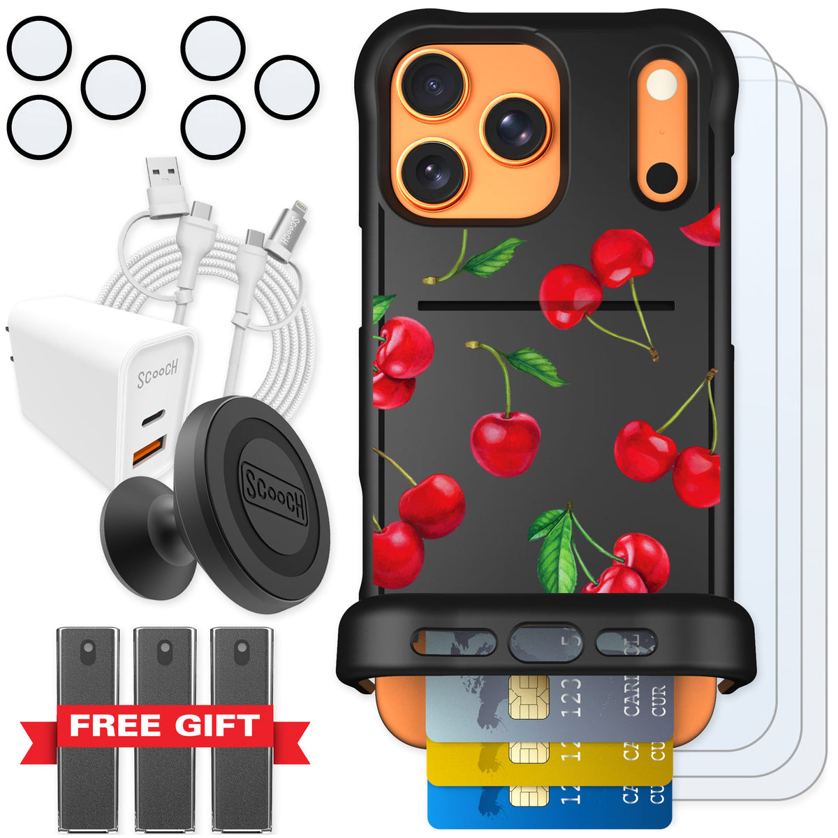 Scooch Wingmate Very Cherry for iPhone 17 Pro Max — Ultimate Bundle