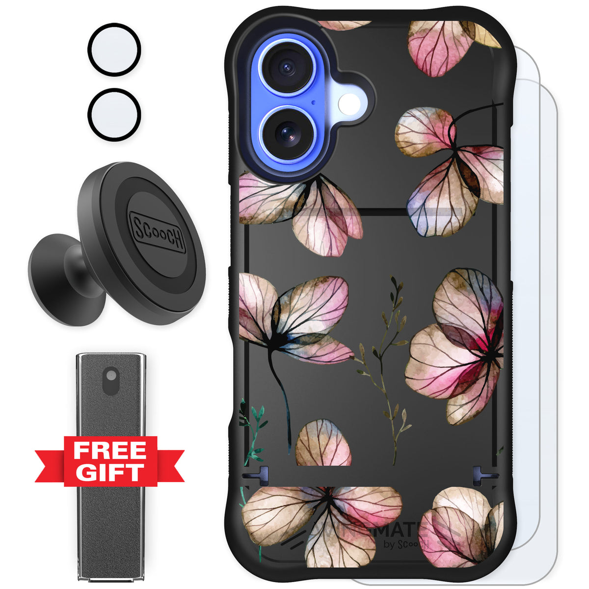 Scooch Wingmate Dried Flowers for iPhone 16 — Defender Bundle