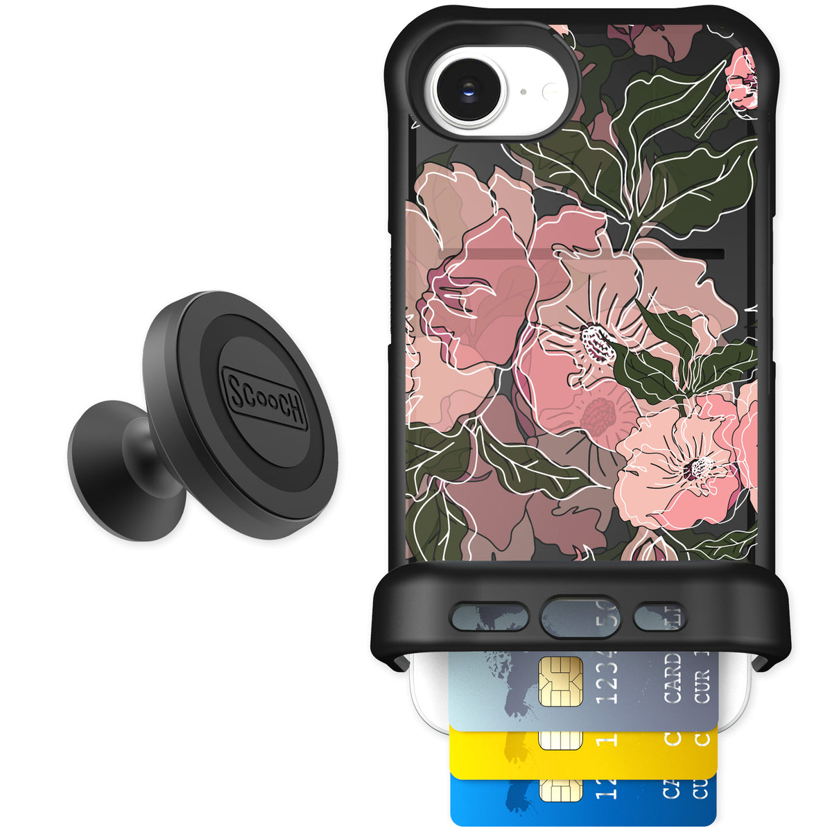 Scooch Wingmate Blush Botanical for iPhone 17e — Starter Bundle