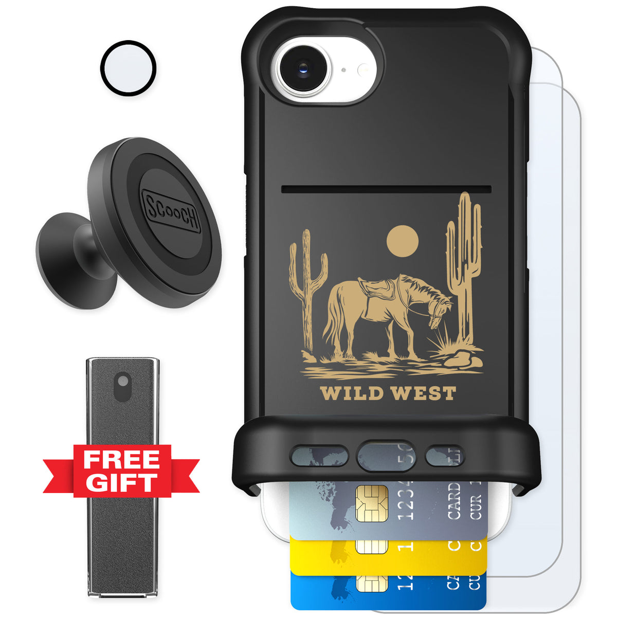 Scooch Wingmate Wild West for iPhone 17e — Defender Bundle