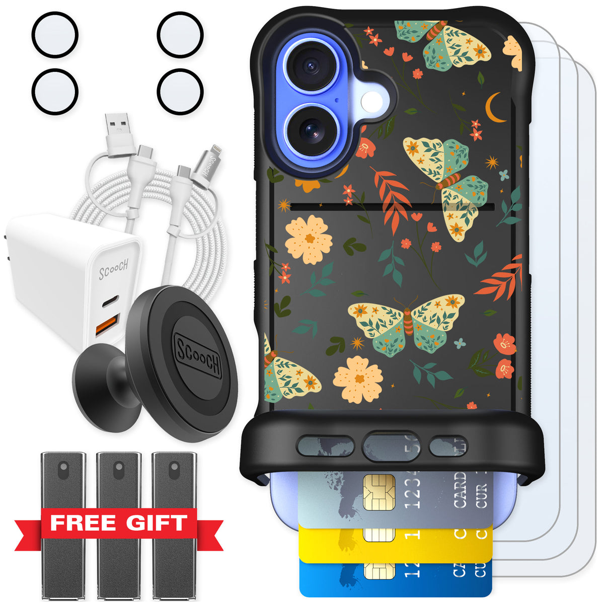 Scooch Wingmate Boho Nights for iPhone 16 — Ultimate Bundle