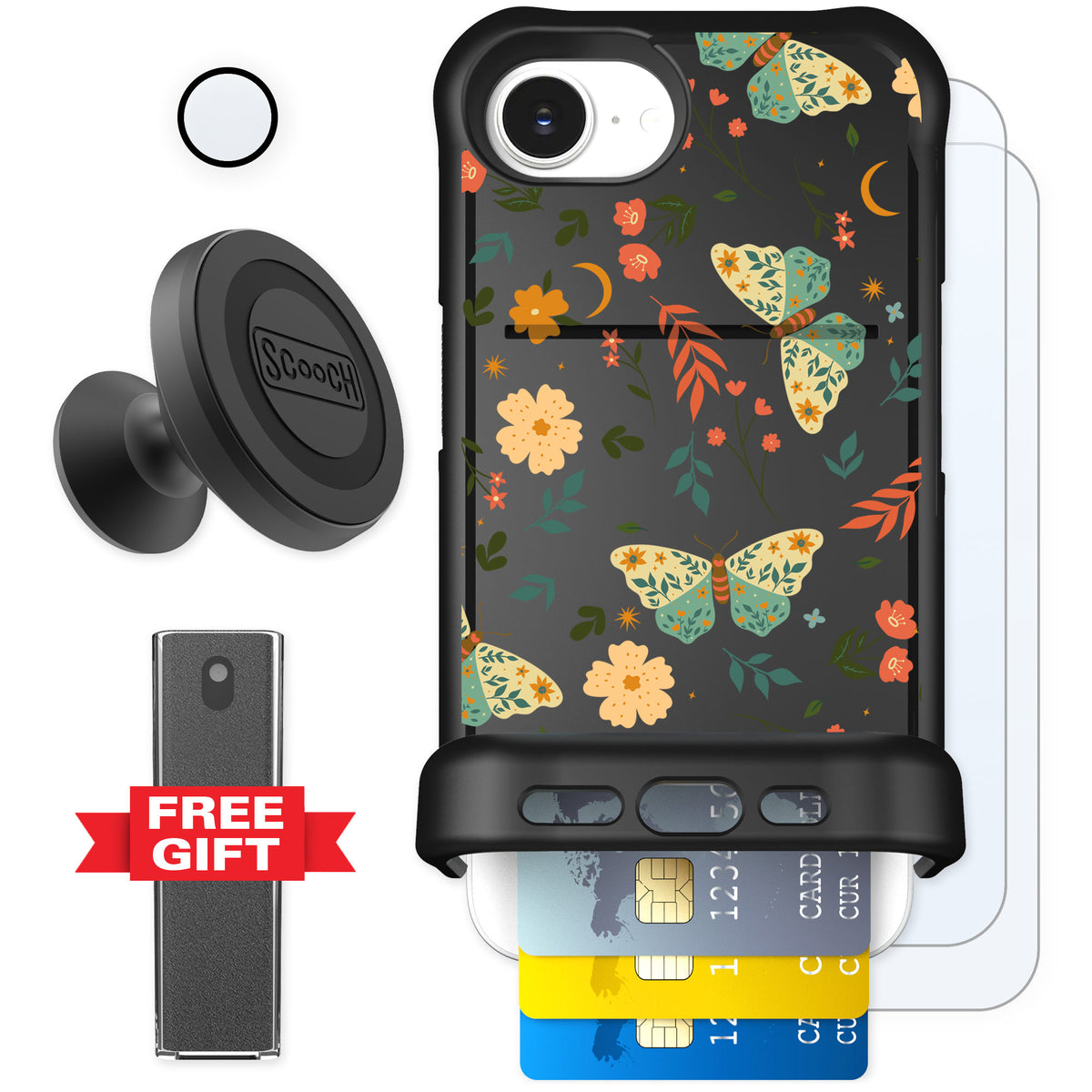 Scooch Wingmate Boho Nights for iPhone 16e — Defender Bundle