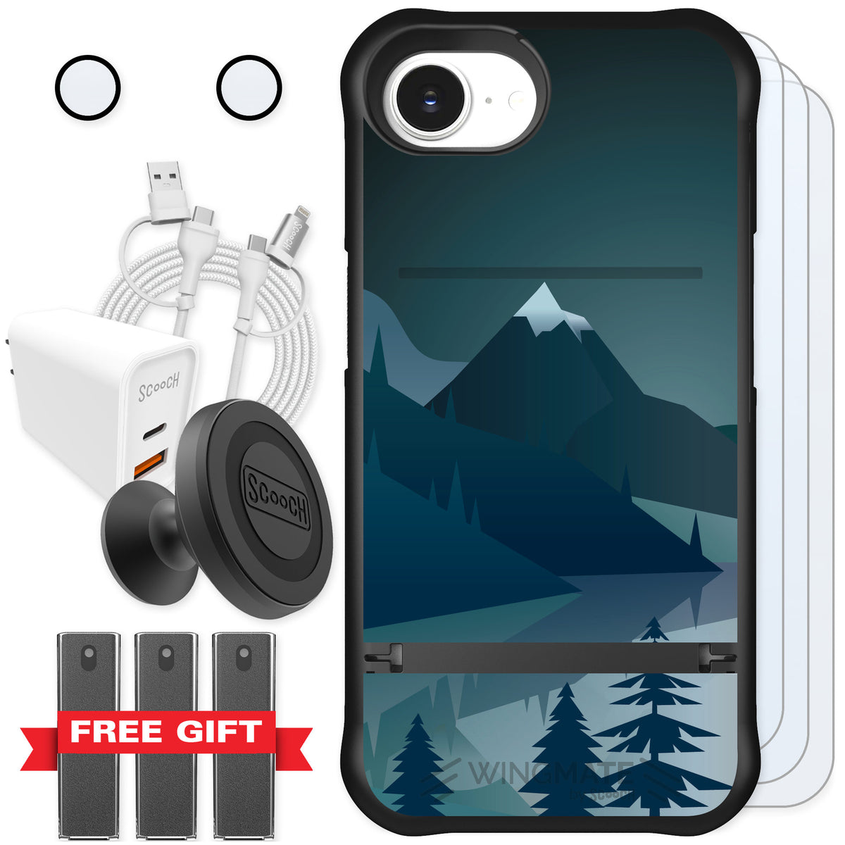 Scooch Wingmate Midnight Ridge for iPhone 17e — Ultimate Bundle