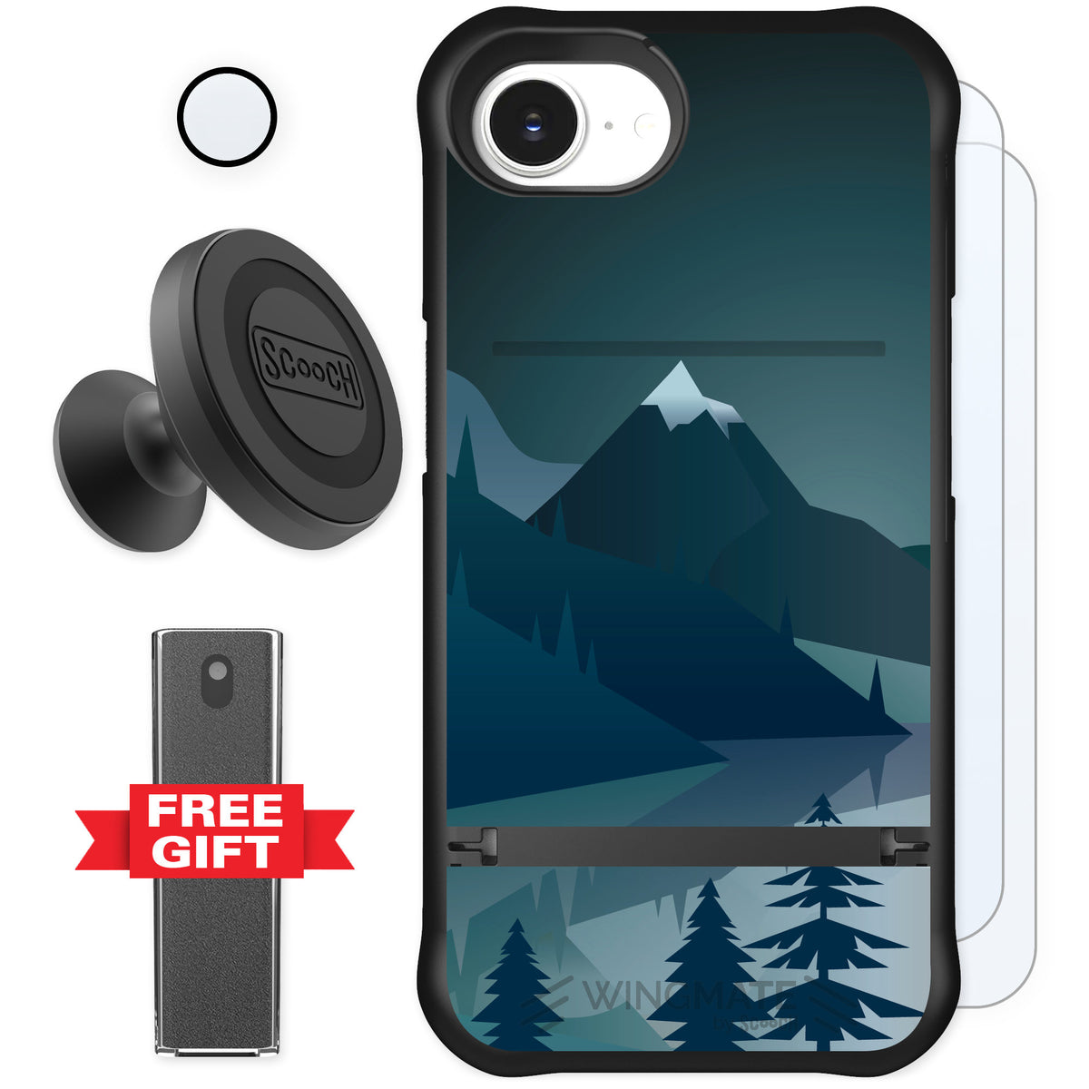 Scooch Wingmate Midnight Ridge for iPhone 16e — Defender Bundle