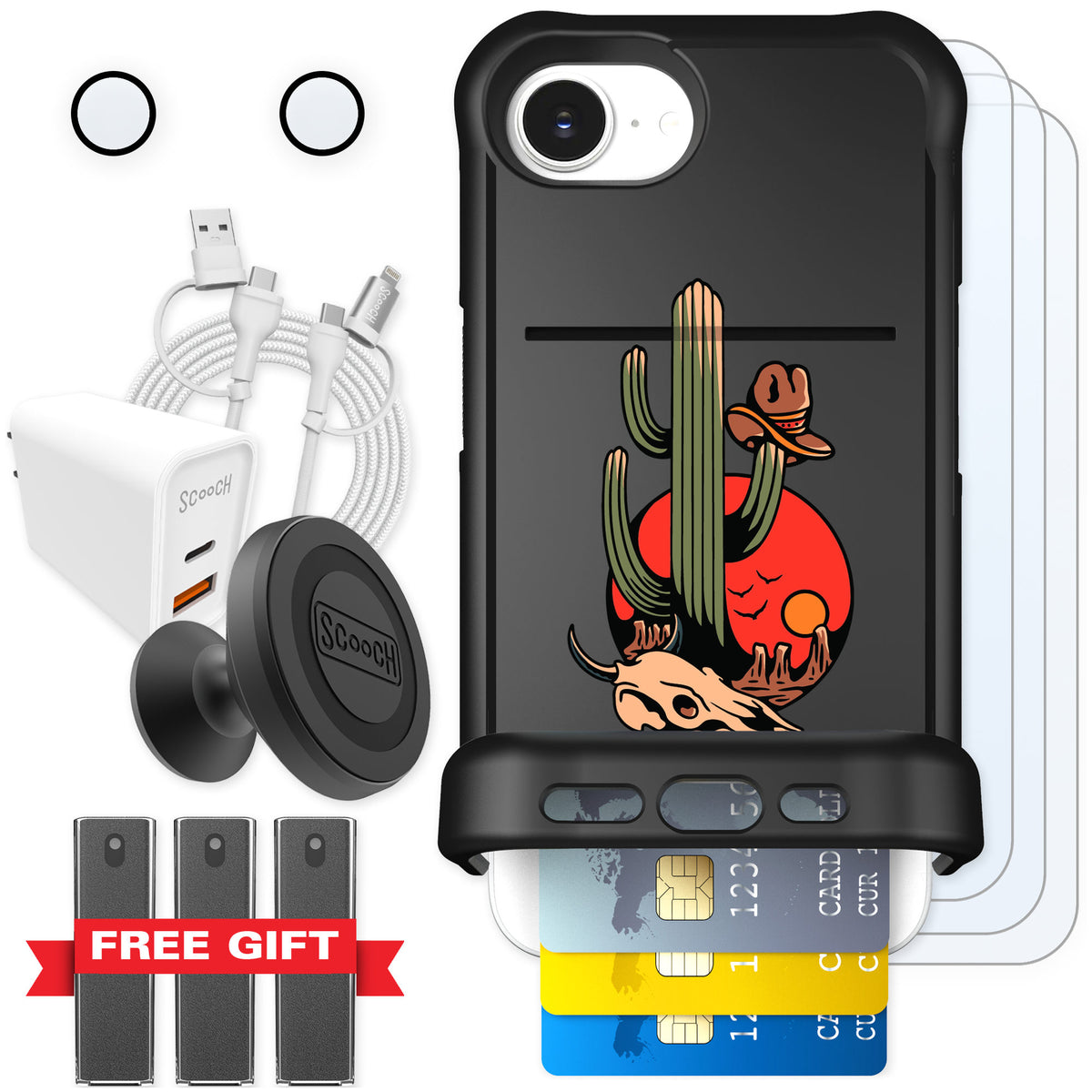 Scooch Wingmate Cactus Flash for iPhone 16e — Ultimate Bundle