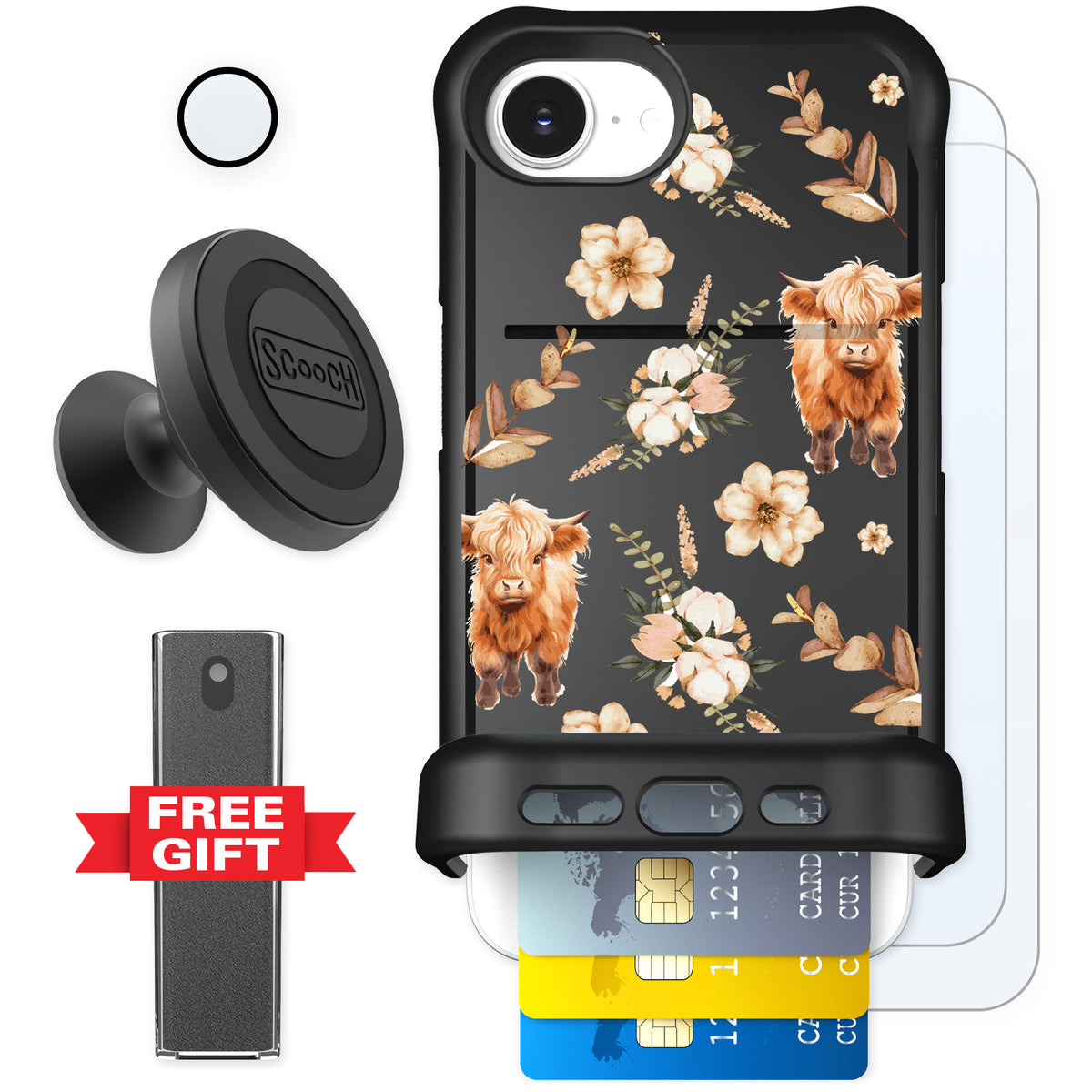 Scooch Wingmate Baby Cow for iPhone 16e β Defender Bundle