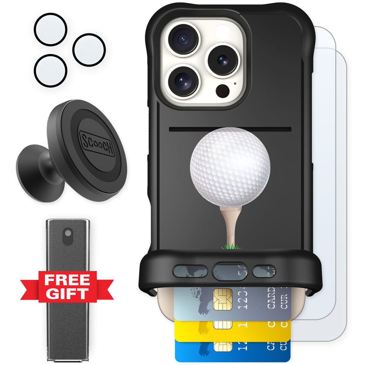Scooch Wingmate Tee Time for iPhone 16 Pro β Defender Bundle
