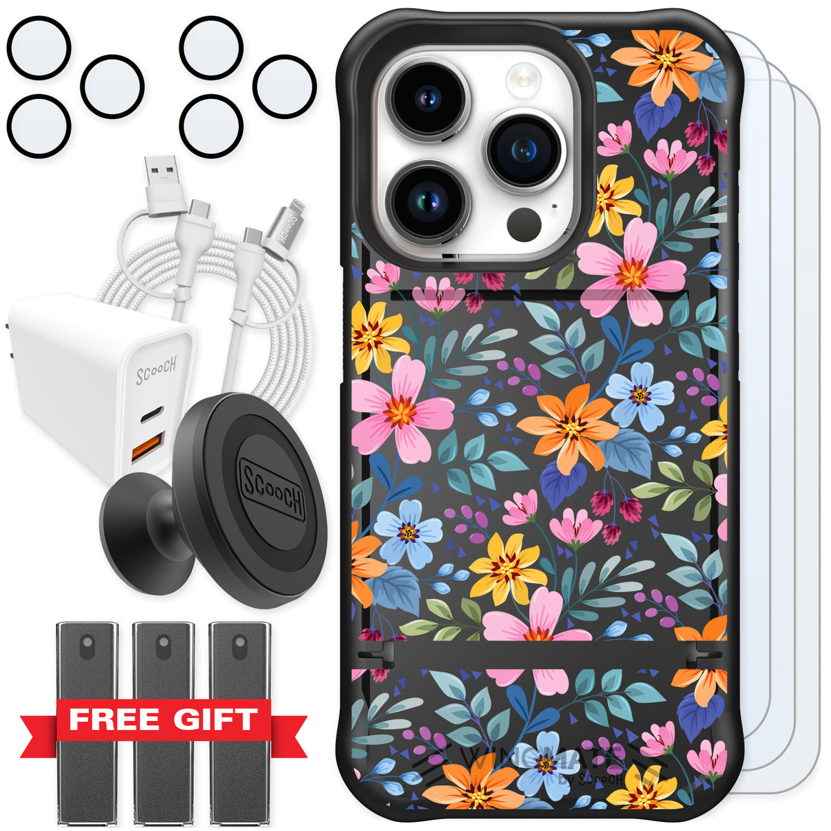Scooch Wingmate Full Bloom for iPhone 15 Pro — Ultimate Bundle